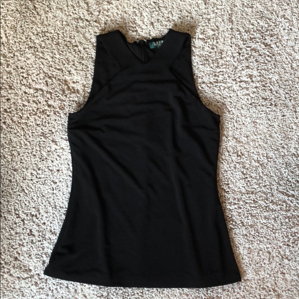 A black Ralph Lauren top.